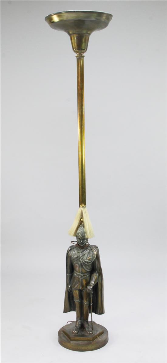 A 1930s brass standard lamp, by Banksway, 6ft 1in.